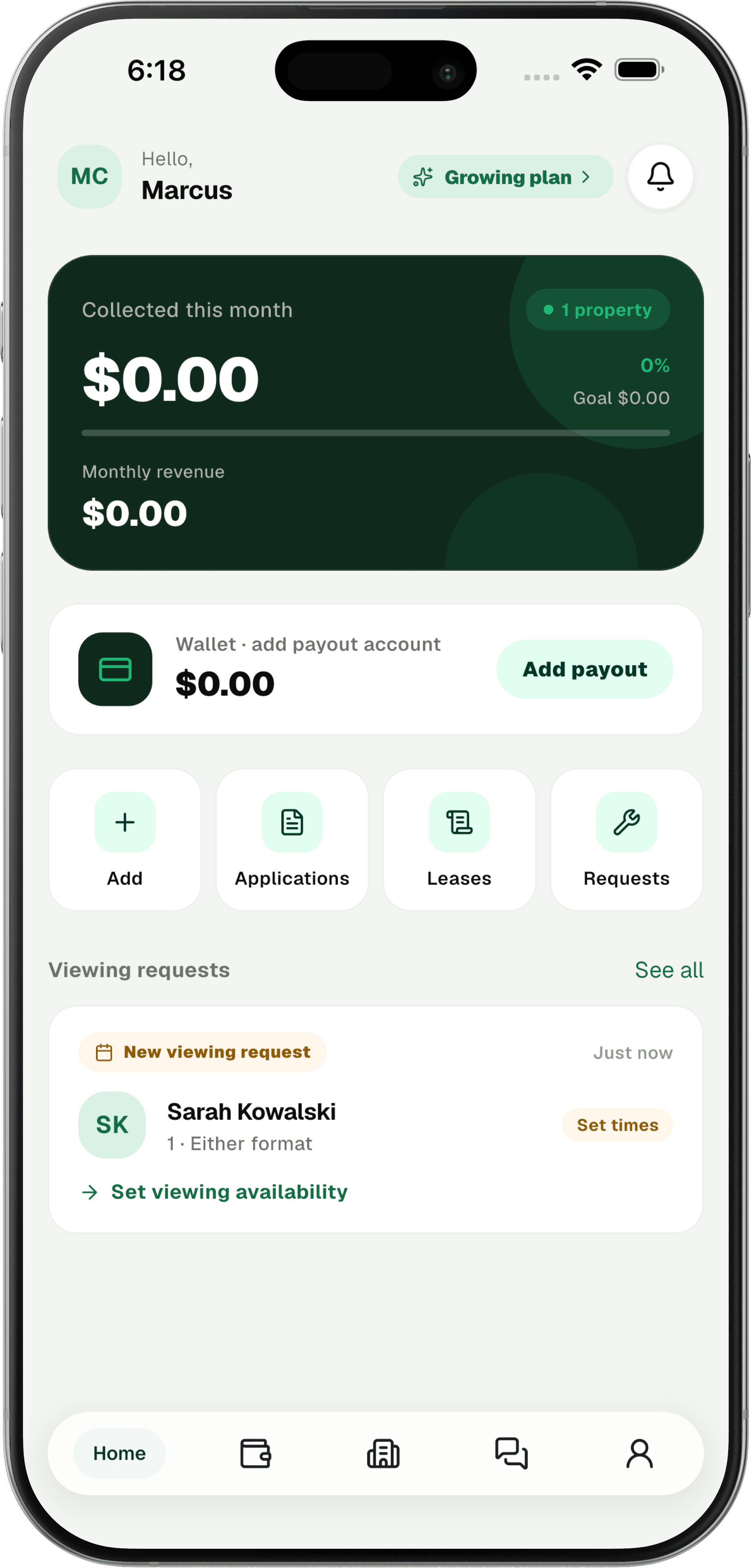 Landlord dashboard